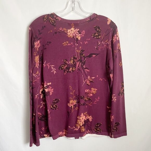 🟢Christopher & Banks Purple Floral Cardigan S - Picture 5 of 6